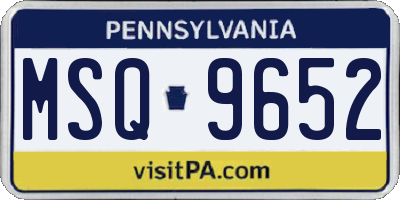PA license plate MSQ9652
