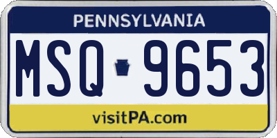 PA license plate MSQ9653