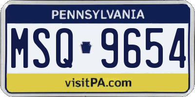 PA license plate MSQ9654