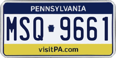 PA license plate MSQ9661