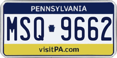 PA license plate MSQ9662