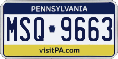 PA license plate MSQ9663