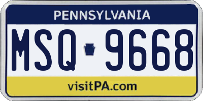 PA license plate MSQ9668