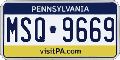 PA license plate MSQ9669