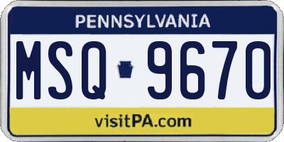PA license plate MSQ9670
