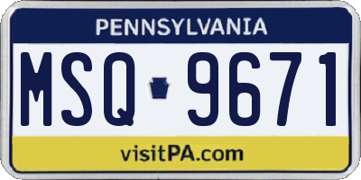 PA license plate MSQ9671