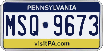 PA license plate MSQ9673