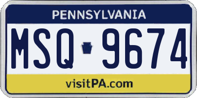 PA license plate MSQ9674