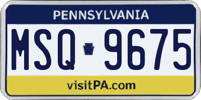 PA license plate MSQ9675