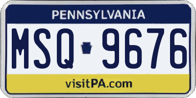 PA license plate MSQ9676