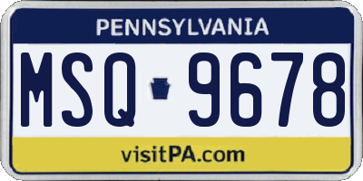 PA license plate MSQ9678
