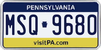 PA license plate MSQ9680