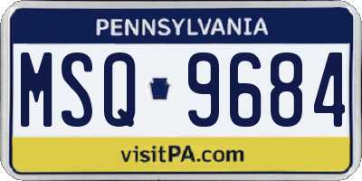 PA license plate MSQ9684