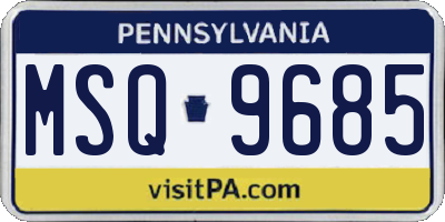 PA license plate MSQ9685