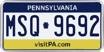 PA license plate MSQ9692