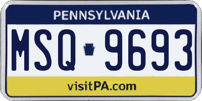 PA license plate MSQ9693