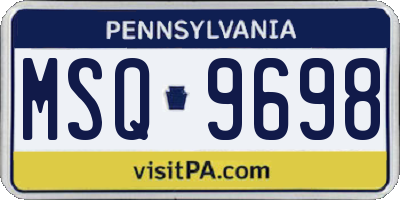 PA license plate MSQ9698