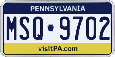 PA license plate MSQ9702