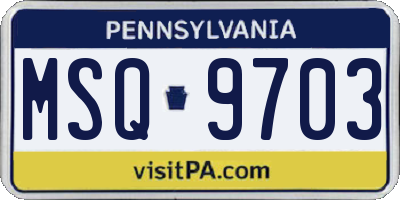 PA license plate MSQ9703