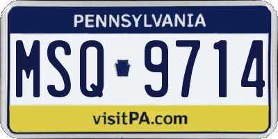 PA license plate MSQ9714