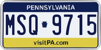 PA license plate MSQ9715