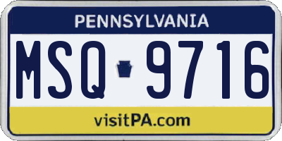 PA license plate MSQ9716