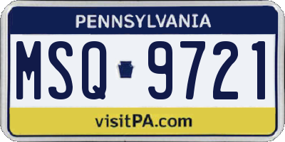 PA license plate MSQ9721