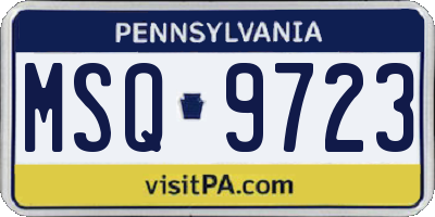 PA license plate MSQ9723