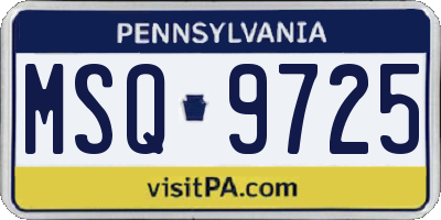 PA license plate MSQ9725