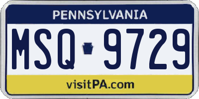 PA license plate MSQ9729