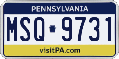 PA license plate MSQ9731