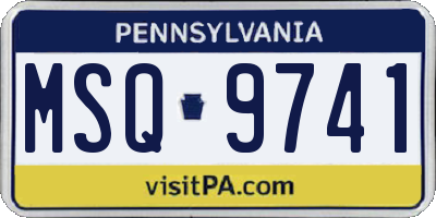 PA license plate MSQ9741