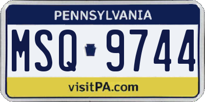 PA license plate MSQ9744