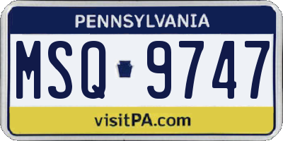 PA license plate MSQ9747