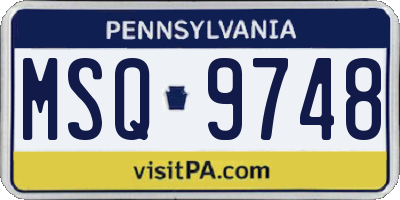 PA license plate MSQ9748