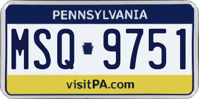 PA license plate MSQ9751