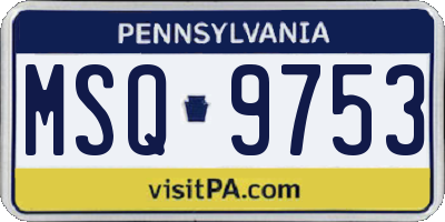 PA license plate MSQ9753