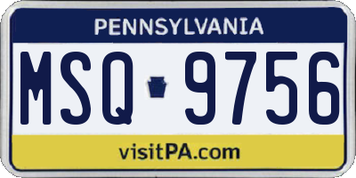 PA license plate MSQ9756