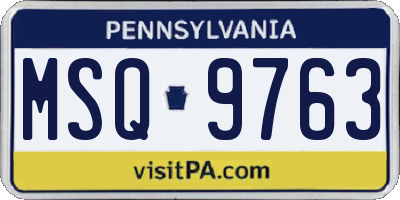 PA license plate MSQ9763