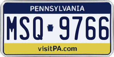 PA license plate MSQ9766