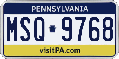 PA license plate MSQ9768