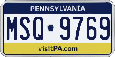PA license plate MSQ9769