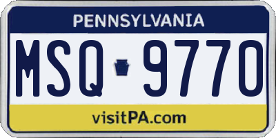 PA license plate MSQ9770