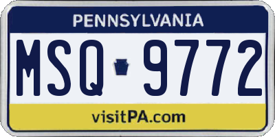 PA license plate MSQ9772