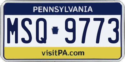 PA license plate MSQ9773