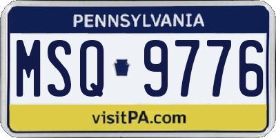 PA license plate MSQ9776