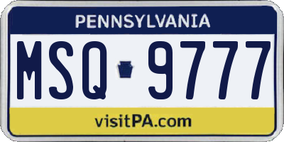 PA license plate MSQ9777