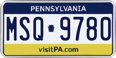 PA license plate MSQ9780