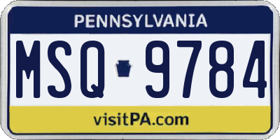 PA license plate MSQ9784