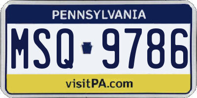 PA license plate MSQ9786